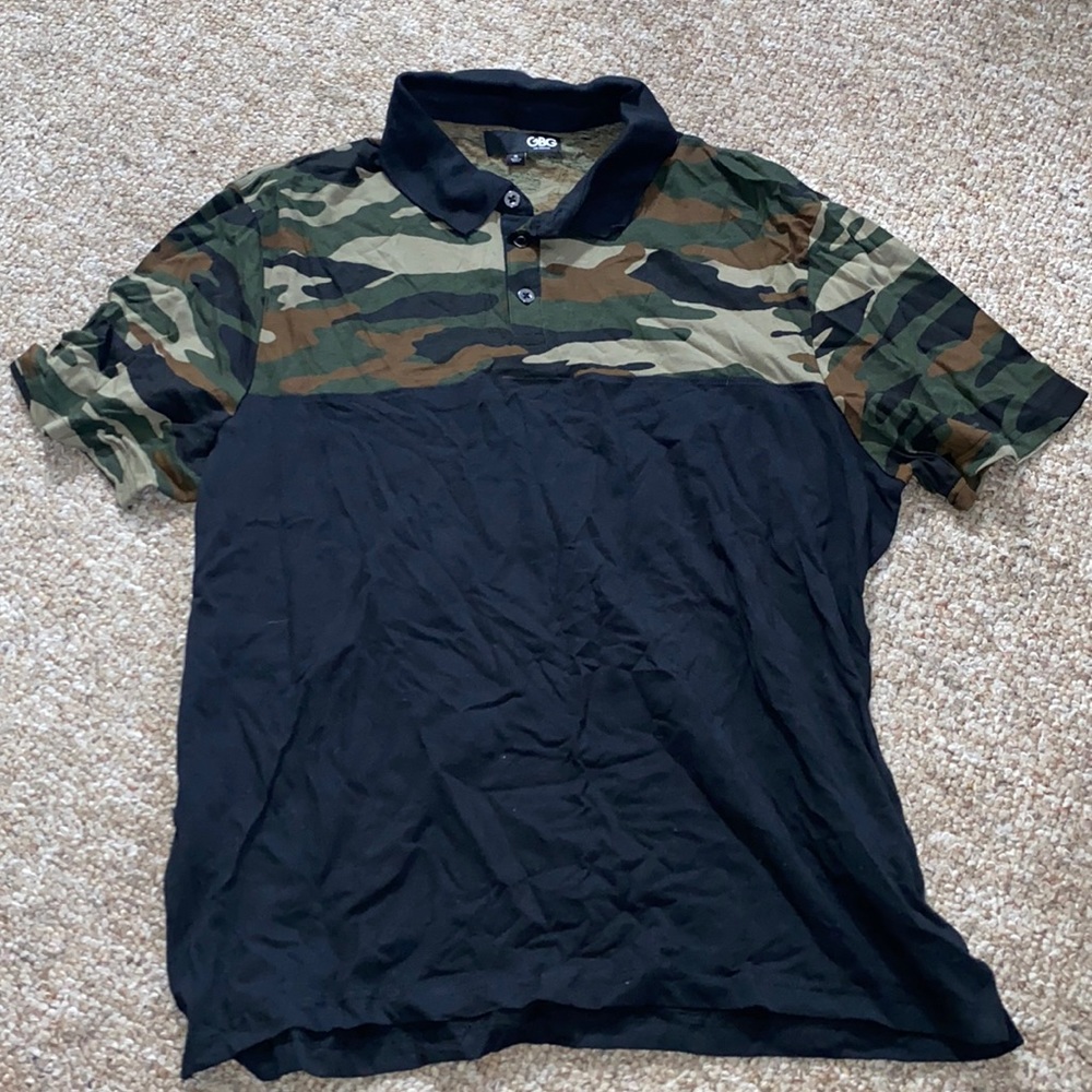 GBG black and camo polo, new
